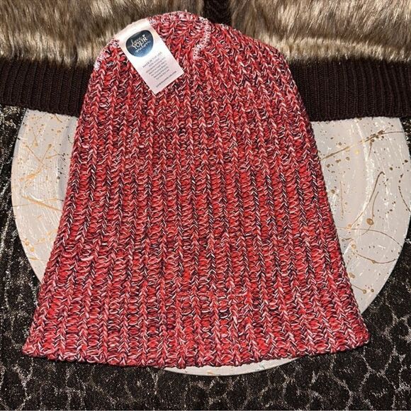 Love Your Melon OS Red Blue White Chunky Knit Slouchy Beanie Hat main image 12